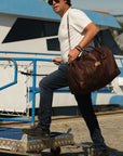 Xcape Vegan Leather Duffle Bag dark brown