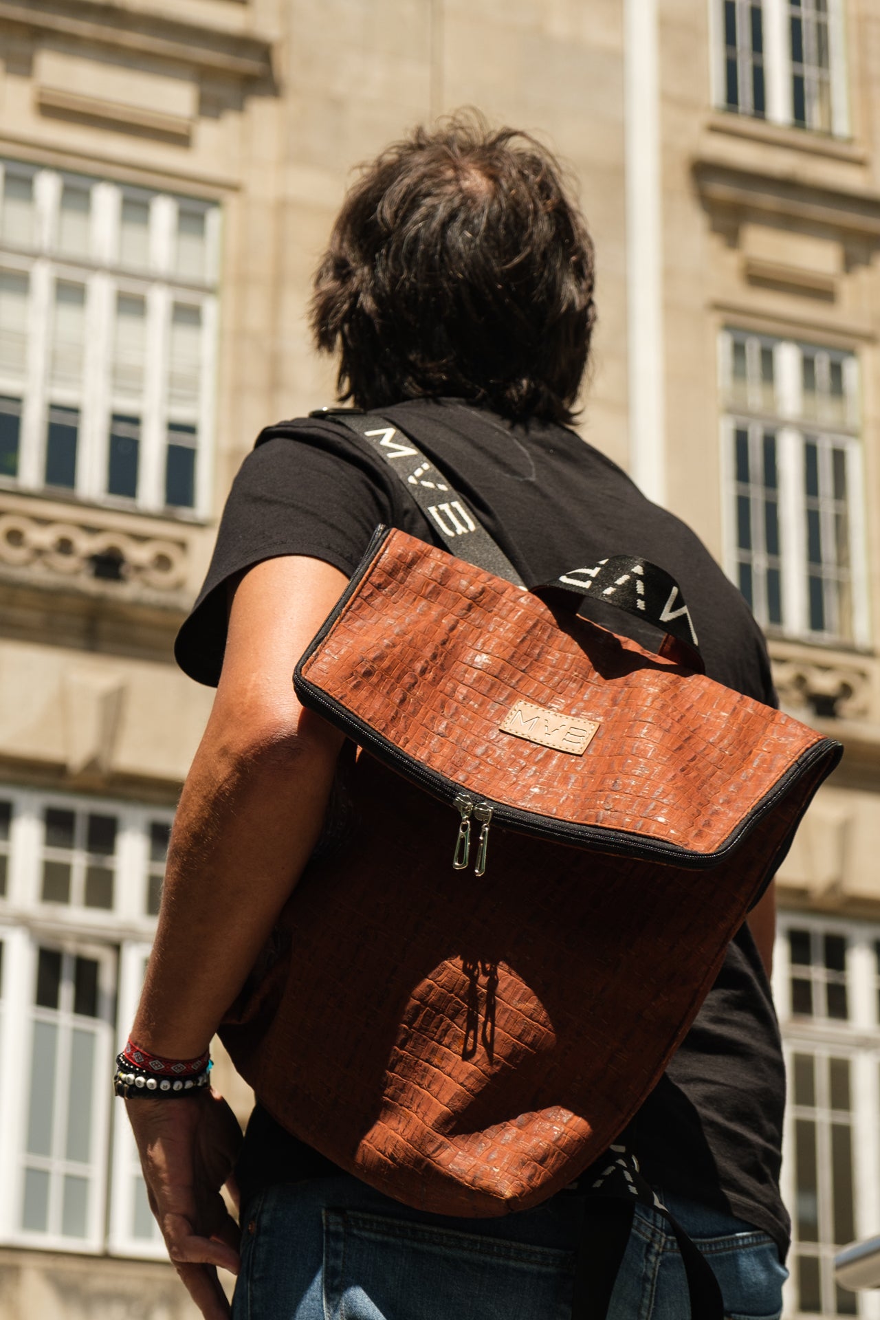 Laptop Vegan Backpack croco cork