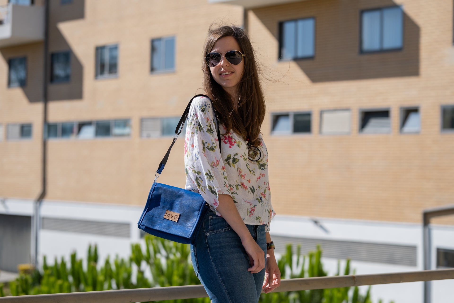 Night Vegan Crossbody Bag blue cork