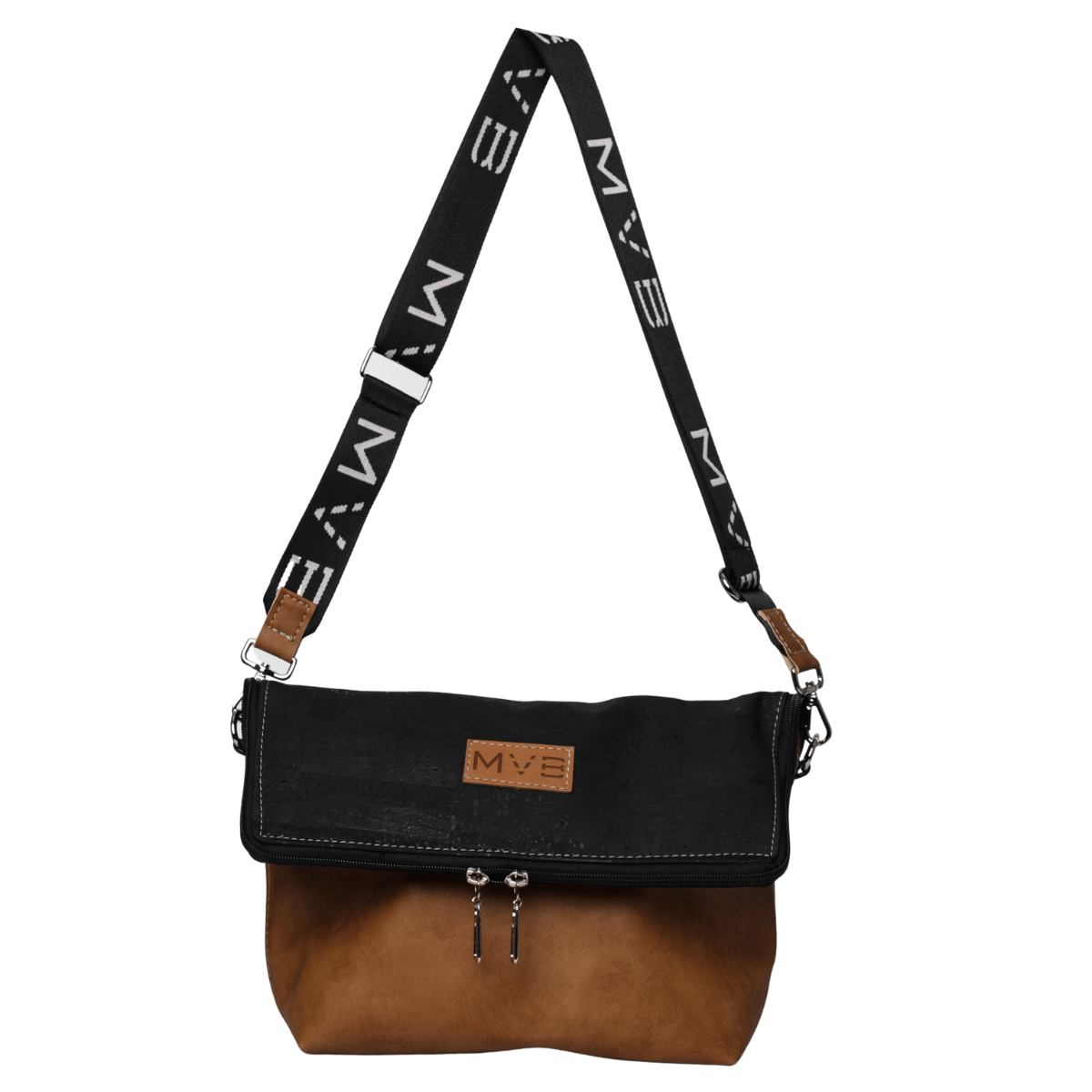 Black and Brown crossbody bag peta approved The Flop Bag MVB My Vegan Bags