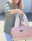 Lady's Weekend Handbag soft pink cork